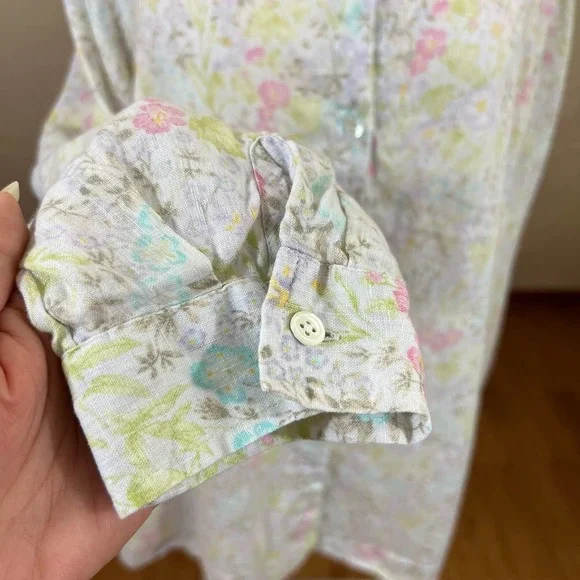 ✨SOLD✨J Jill Love Linen Floral Long Sleeve 100% Linen - Picture 5 of 7
